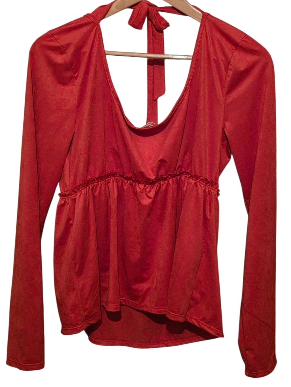 Moa Moa Sueded Whimsigoth Tie-Back Babydoll Top In Ruby NWT Sz XL